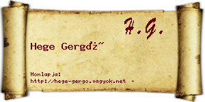 Hege Gergő névjegykártya
